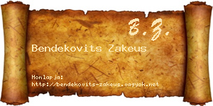 Bendekovits Zakeus névjegykártya